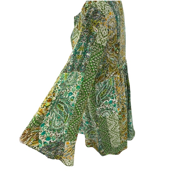 Anthropologie Floreat Green Pattern Angled Sleeve Dress B7 - Picture 5 of 11